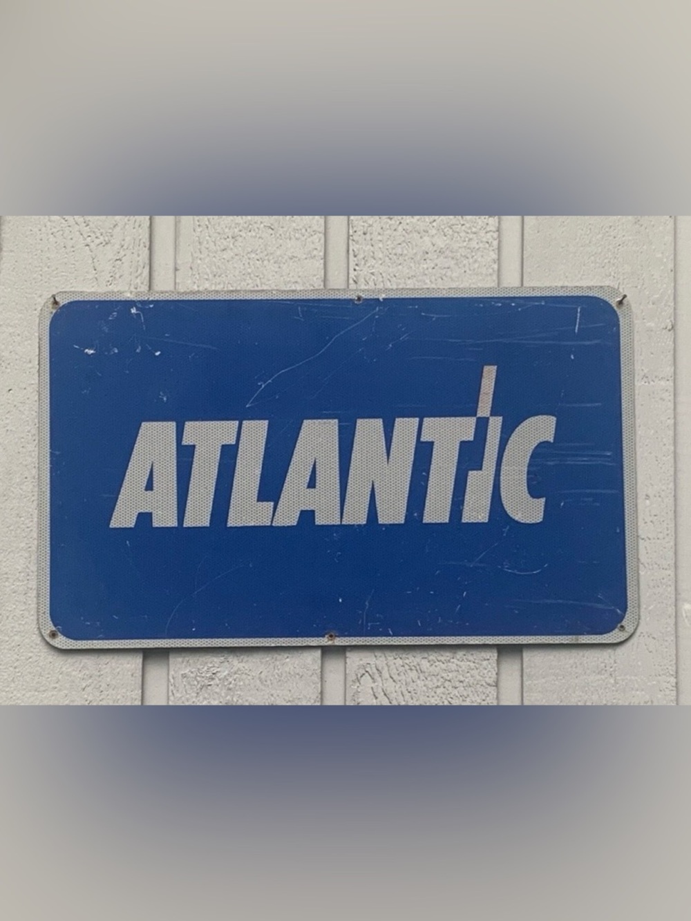 Vintage ATLANTIC Gas Oil Sign 30x18 Metal Mancave Garage Industrial Decor